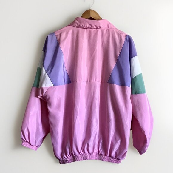 Aiaiwan 90s Pastel Colorblock Windbreaker Women's Small Pink - Picture 3 of 8